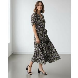 NWT Mink Pink Nocturne Midi Maxi Dress Small Lilac Floral Puff Sleeves Sample